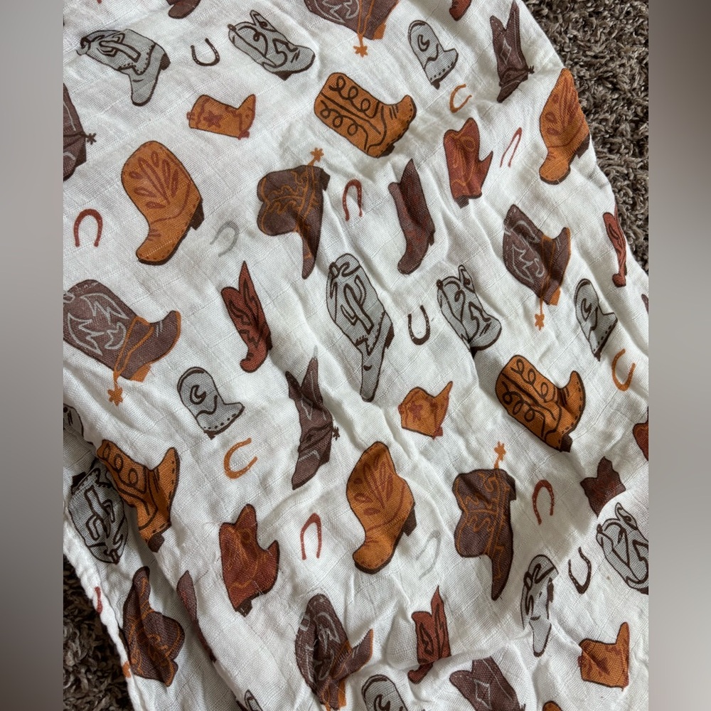 Western Cowboy Boot Print Baby Blanket